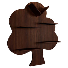 Tree Wood Wall Shelf / Book Shelf, Walnut Finish - All India Decor
