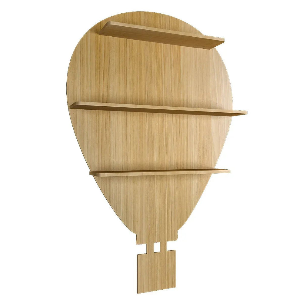 Hot Air Balloon Backlit Wood Wall Shelf / Book Shelf / Night Light, Light Oak Finish - All India Decor