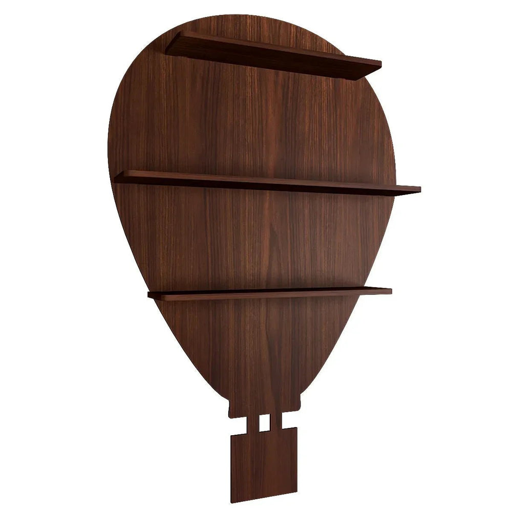 Hot Air Balloon Backlit Wood Wall Shelf / Book Shelf / Night Light, Walnut Finish - All India Decor