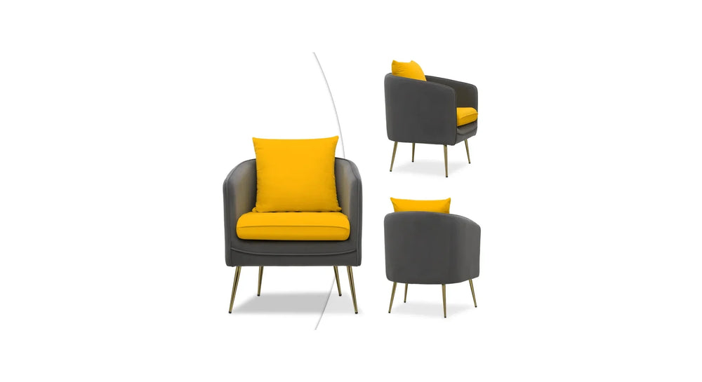 Grey & Yellow Lamb Accent Chair - All India Decor