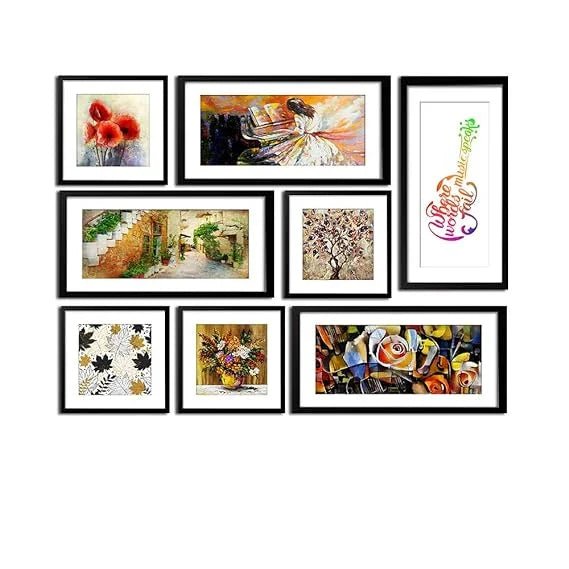 Beautiful Flower Collage Picture Frames Wall Hanging Set of 8 - All India Decor
