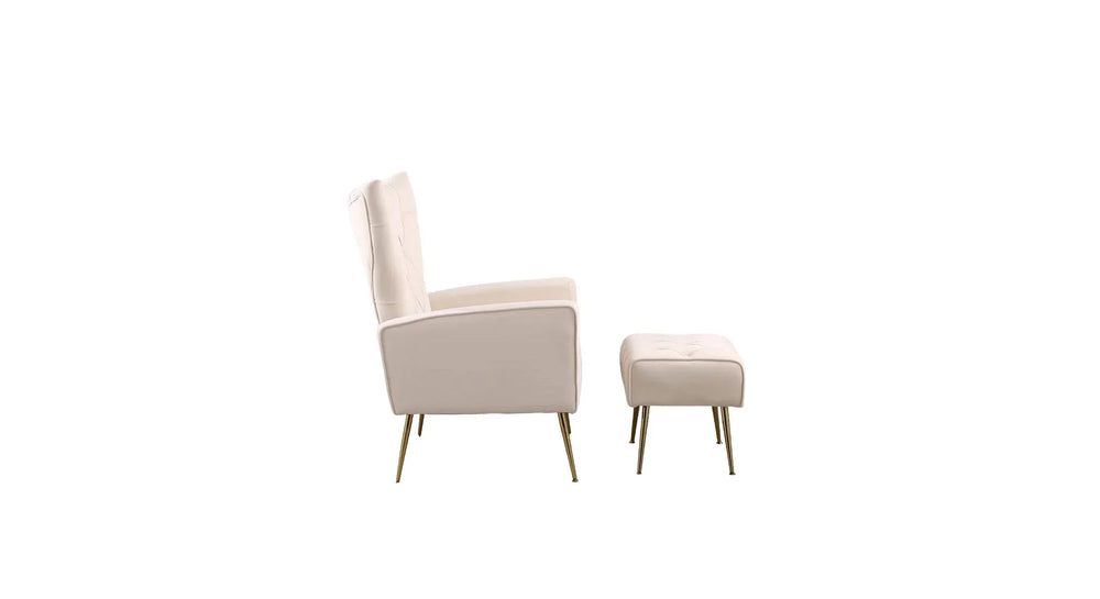 Beige Danney Accent Chair With Ottoman - All India Decor