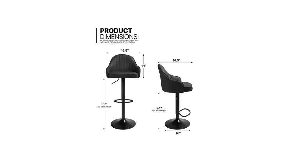 Black Color Fressia Swiel Bar Stool - All India Decor