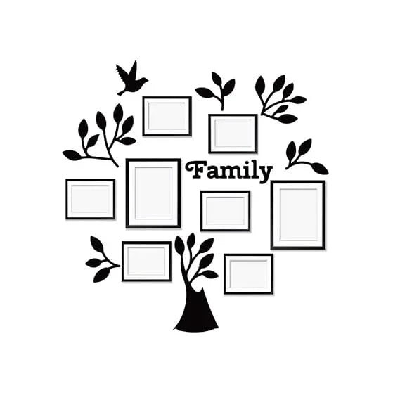 Family Tree Wooden Hangings with Picture Photo Frame Collage Set of 8 - All India Decor