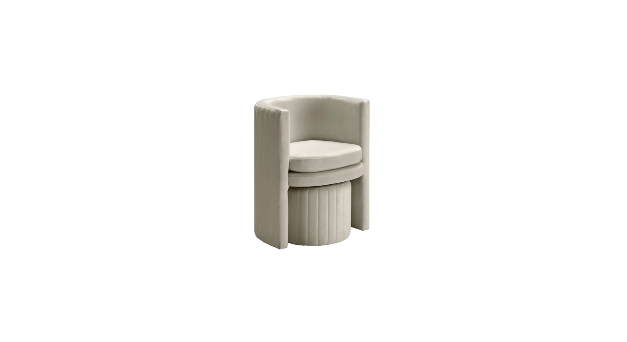 Beige Schillar Chair With Ottoman