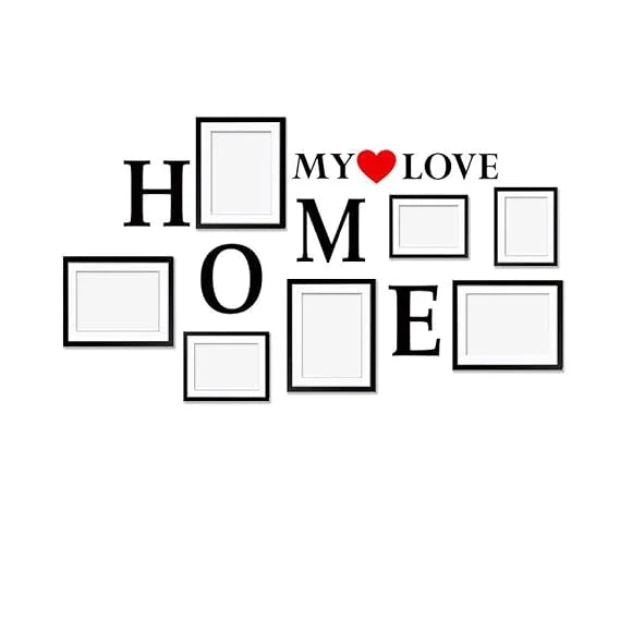 My Love Home Wooden hangings with Picture Photo Frame Collage Set of 7|????? ????? - All India Decor