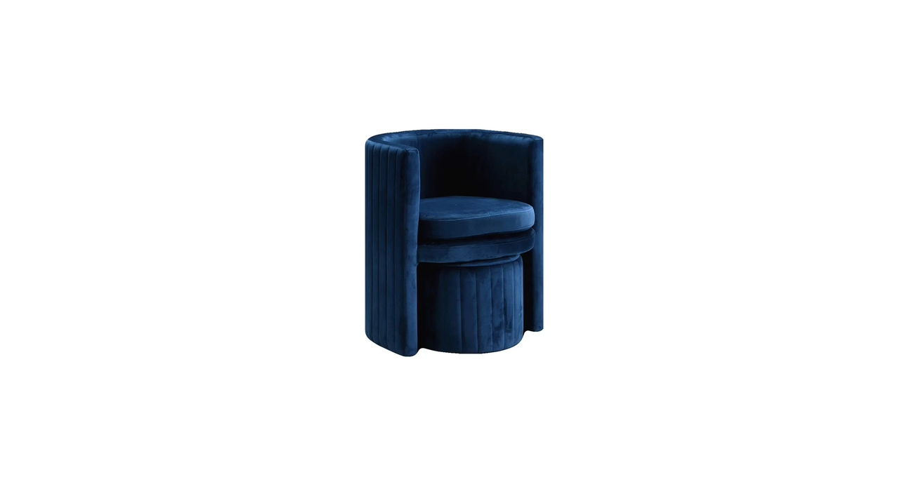 Blue Schillar Chair With Ottoman