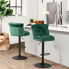 Green Color Cellan Swiel Adjustable Bar Stool - All India Decor
