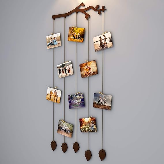 Branch Wood Photo Frame with Clips Size: 25 Inch(Width) X 56 Inch(Height)