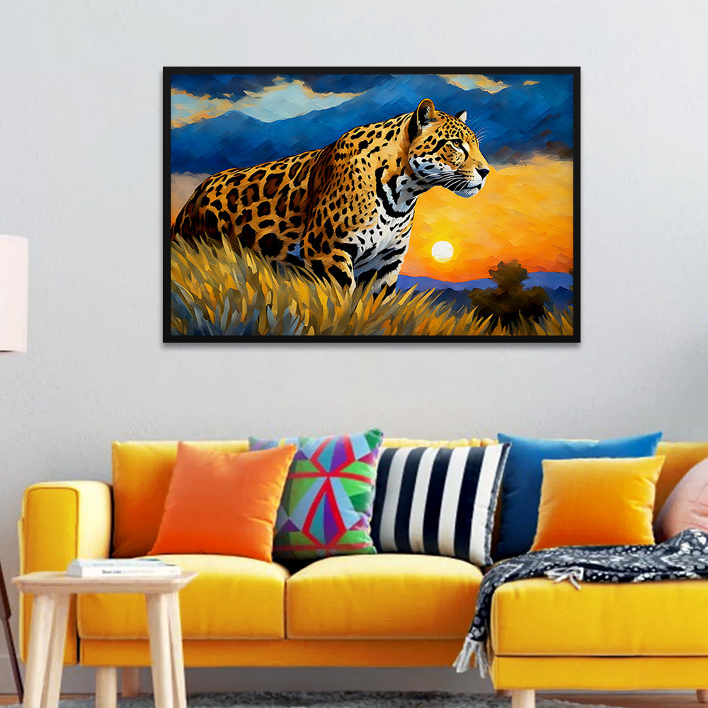 Beautiful Jaguar with Nature Scenery Canvas Printed Wall Paintings & Arts