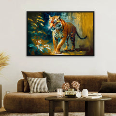 Siberian Tiger Face with Flower Canvas Printed Wall Paintings & Arts