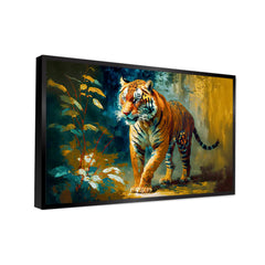 Siberian Tiger Face with Flower Canvas Printed Wall Paintings & Arts