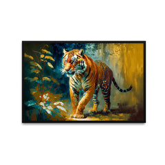 Siberian Tiger Face with Flower Canvas Printed Wall Paintings & Arts