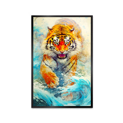 Tiger in the Water Canvas Printed Wall Paintings & Arts