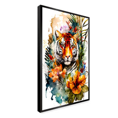 Bengal Tiger With a White Background Canvas Printed Wall Paintings & Arts