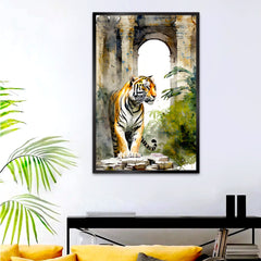 Tiger in an Abandoned Temple Canvas Printed Wall Paintings & Arts