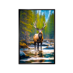 Beautiful Wild Elk in Nature Scenery Canvas Printed Wall Paintings & Arts