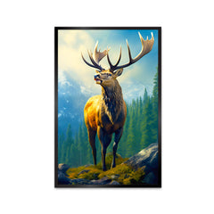 Wild elk in Nature with Wilderness Landscape Canvas Printed Wall Paintings & Arts