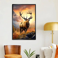 Wild Elk with Winter Nature Landscape Canvas Printed Wall Paintings & Arts