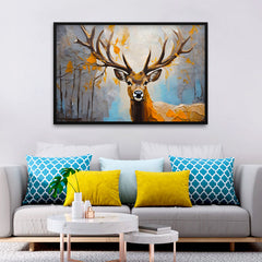 Beautiful Abstract Design Deer Face Canvas Printed Wall Paintings & Arts