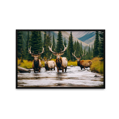 Beautiful Wild Autumn Mist Elk Nature Canvas Printed Wall Paintings & Arts