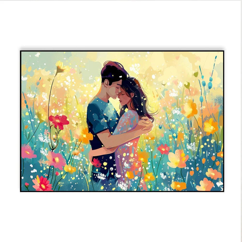 Beautiful Romance Of Lovers On Valentine's Day In Nature Outdoors Wall Paintings & Arts - All India Decor