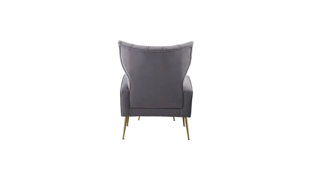 Grey Danney Accent Chair With Ottoman - All India Decor