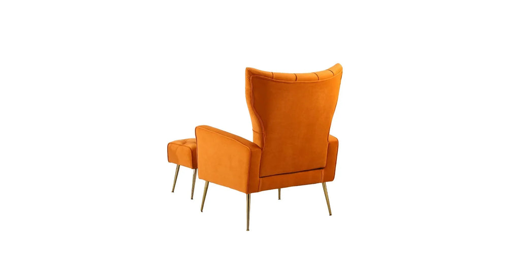 Orange Danney Accent Chair With Ottoman - All India Decor