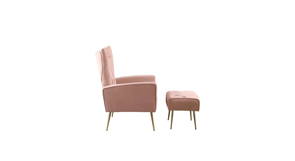 Pinkk Danney Accent Chair With Ottoman - All India Decor