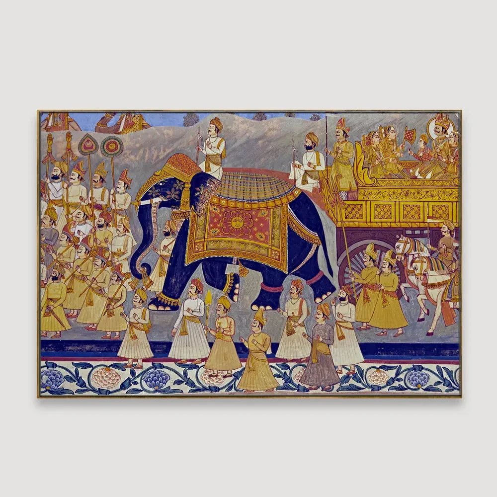 The Royal Procession Traditional Framed Wall Art - All India Decor