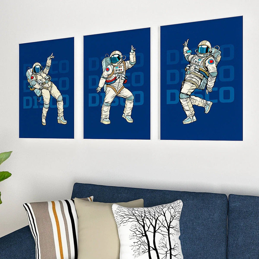 Free From Boundaries - The Space Disco Dancer Wall Frame Set of 3 - All India Decor