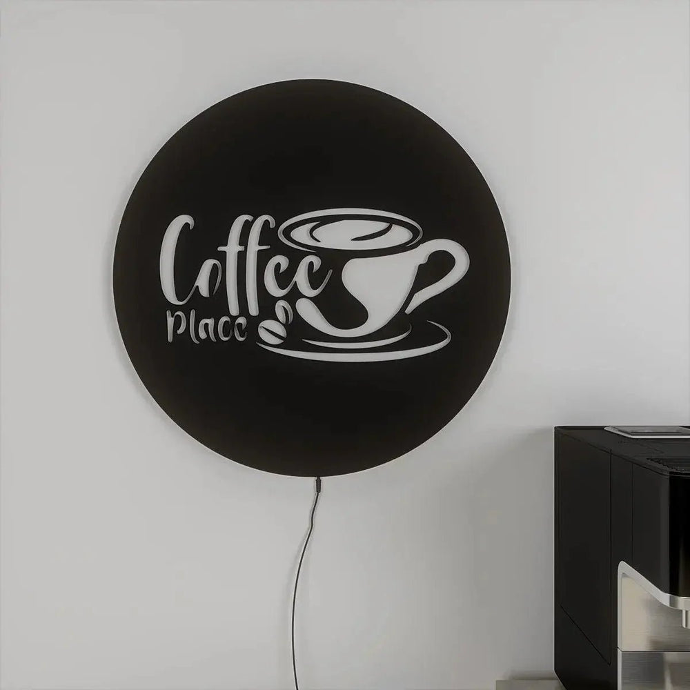 Circular Backlit Kitchen Wall Decor for Coffee Lovers - All India Decor