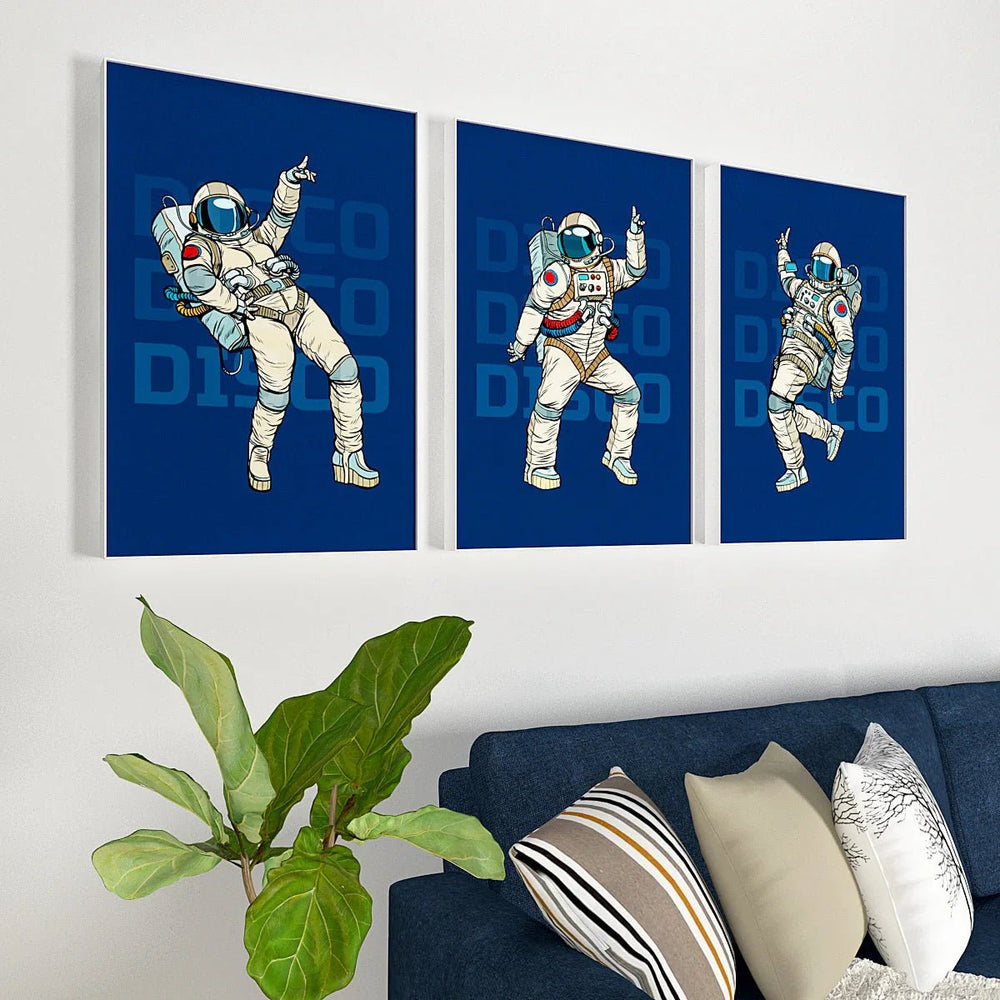 Free From Boundaries - The Space Disco Dancer Wall Frame Set of 3 - All India Decor