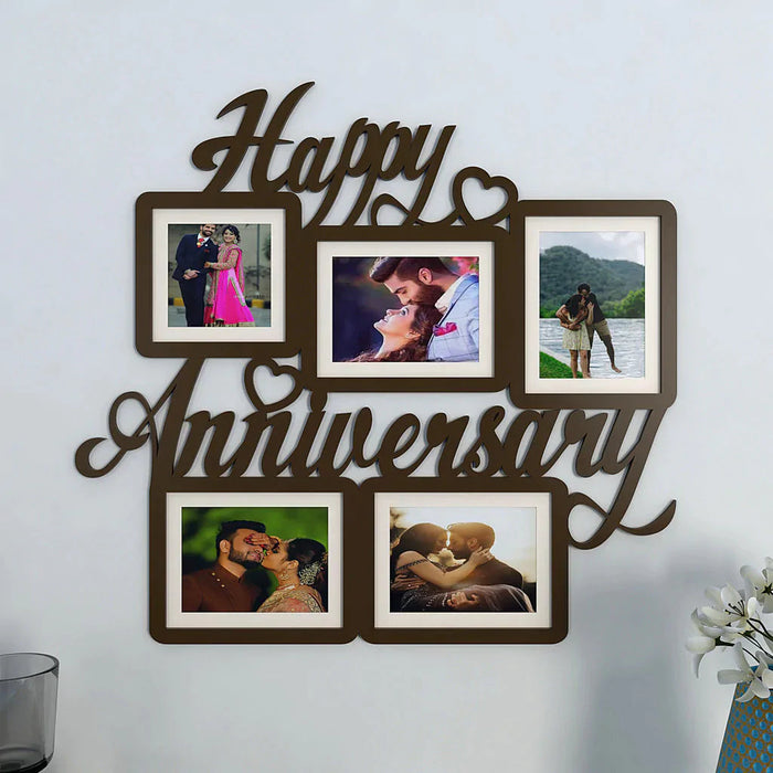 Happy Anniversary Dark Brown Hanging Photo Frame