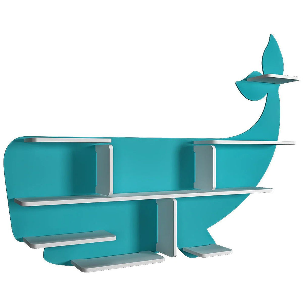 Shark - Shaped Wooden Wall Shelf for Kids (Blue) - All India Decor