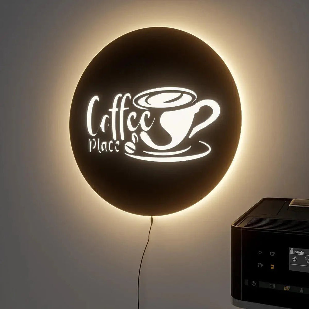 Circular Backlit Kitchen Wall Decor for Coffee Lovers - All India Decor