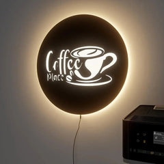 Circular Backlit Kitchen Wall Decor for Coffee Lovers - All India Decor