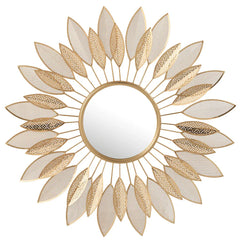 Golden Metal Leaves Wall Mirror - All India Decor