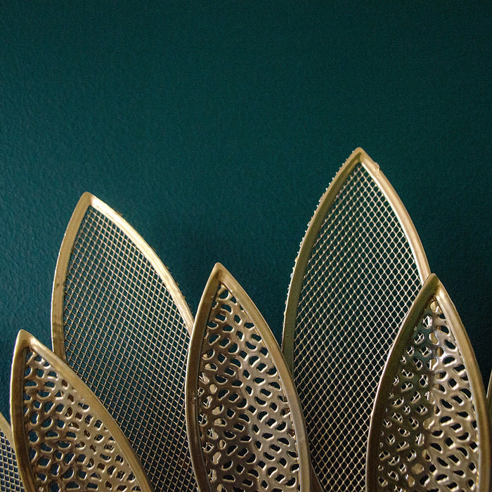 Golden Metal Leaves Wall Mirror