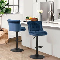 Blue Color Cellan Swiel Adjustable Bar Stool - All India Decor