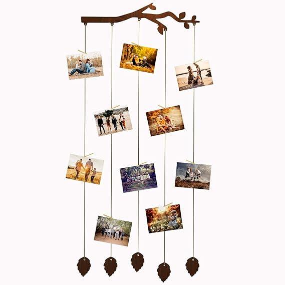 Branch Wood Photo Frame with Clips Size: 25 Inch(Width) X 56 Inch(Height) - All India Decor