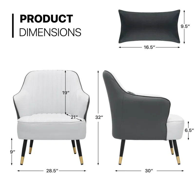 Grey White Havya Faux Leather Arm Chair - All India Decor