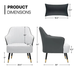 Grey White Havya Faux Leather Arm Chair - All India Decor