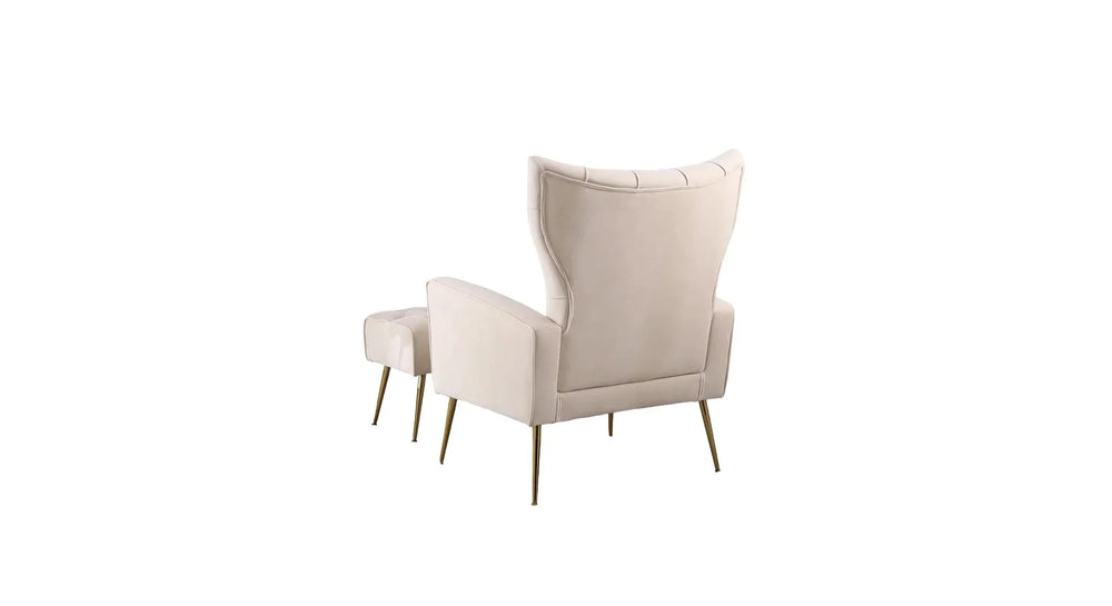Beige Danney Accent Chair With Ottoman - All India Decor