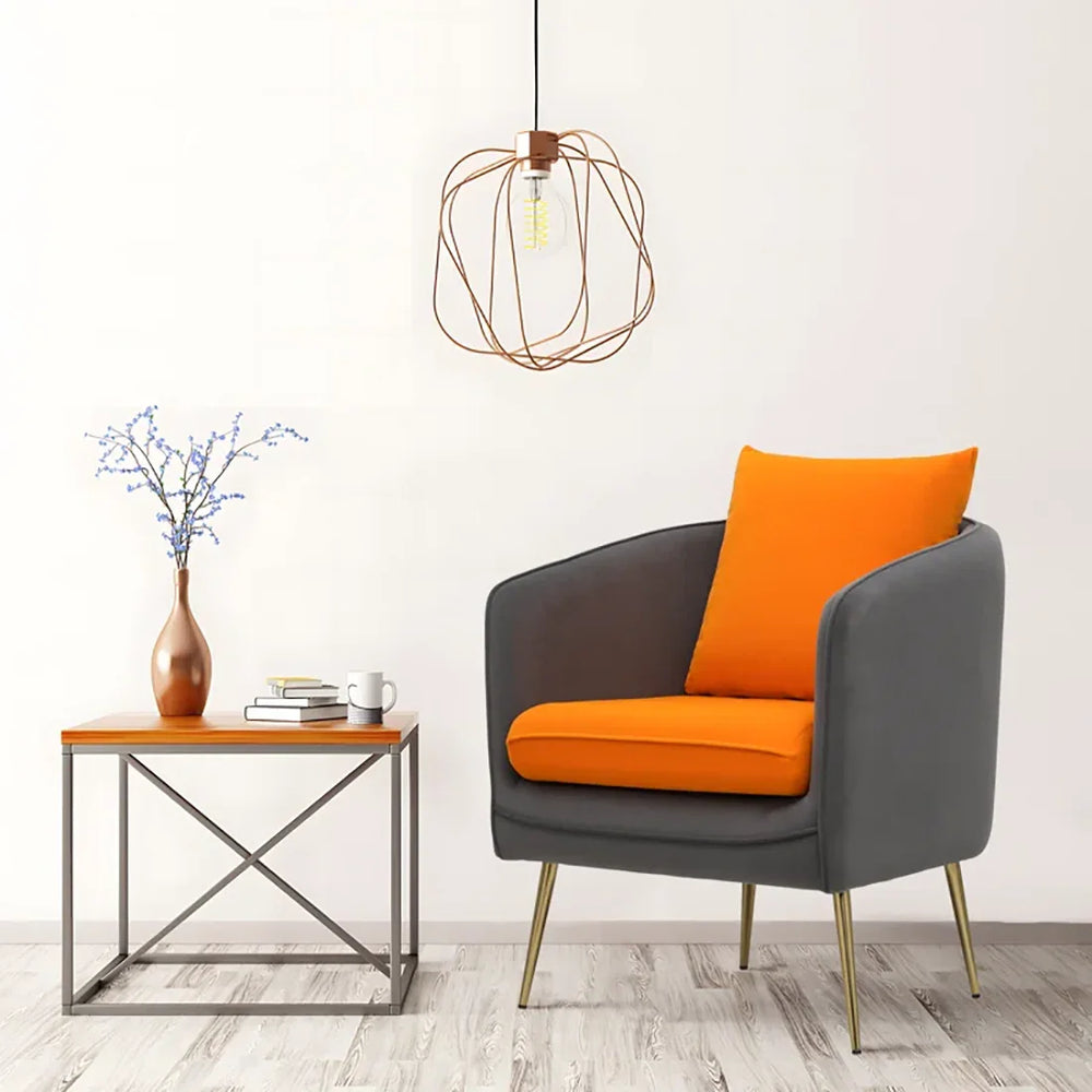 Grey & Orange Lamb Accent Chair - All India Decor
