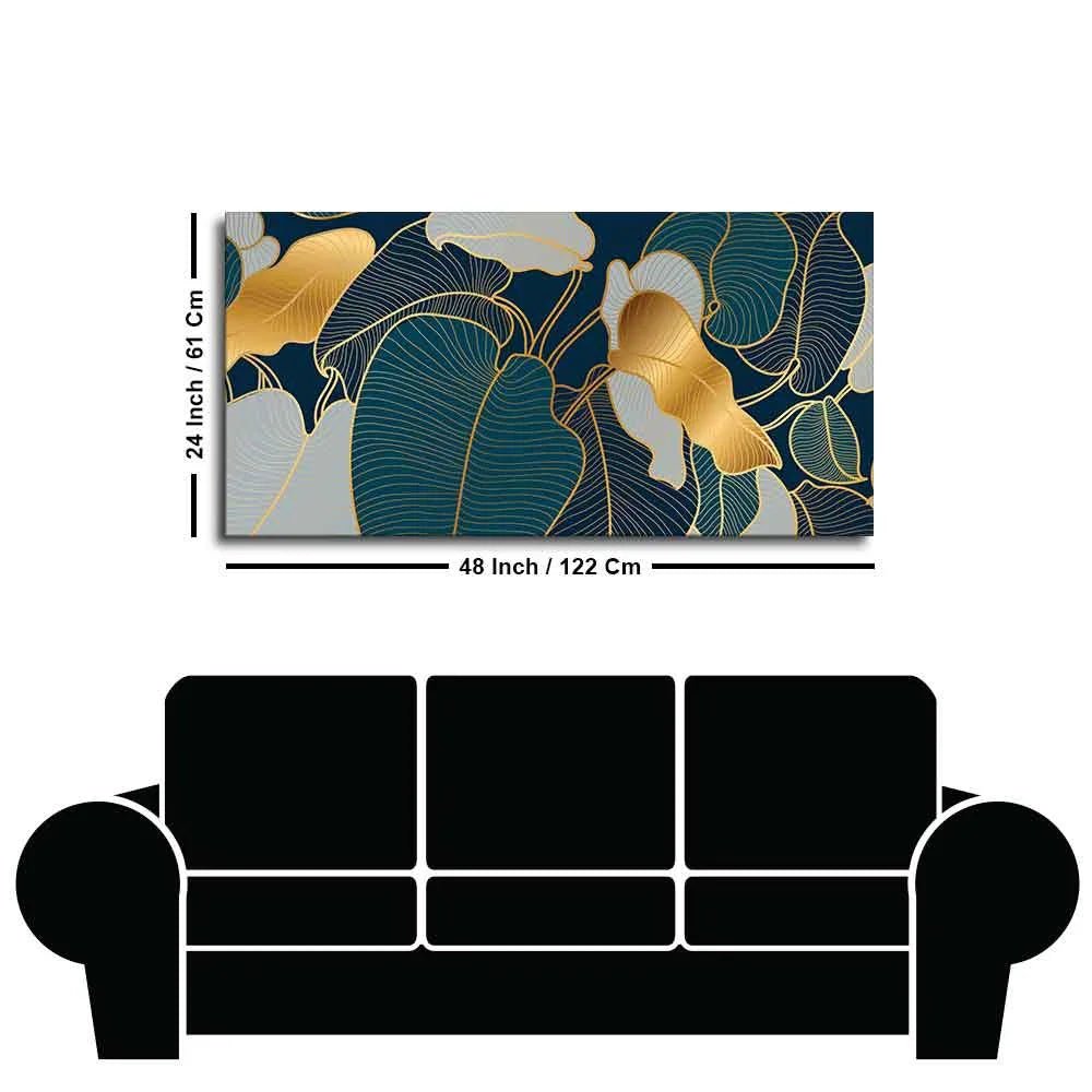 Luxury Golden Art Monstera Leaves Canvas wall Painting - All India Decor