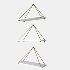 Wooden Wall Hanging Planter Shelf with Rope (White, Set of 3) - All India Decor