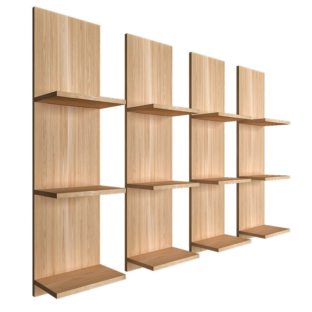Classic Vertical Oak Finish Planter Wall Shelves Set Of 4 - All India Decor