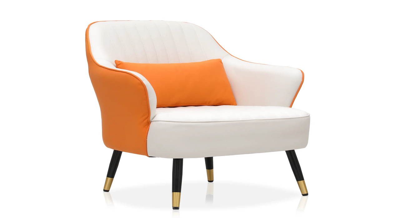 Orange Havya Faux Leather Arm Chair