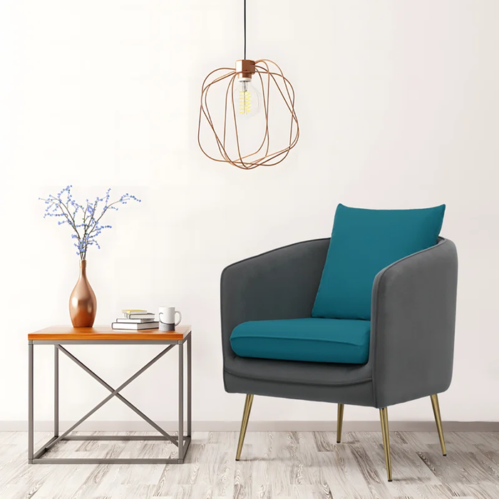 Grey & Teal Lamb Accent Chair